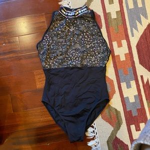 Natalie couture dance leotard with rhinestones and sparkles